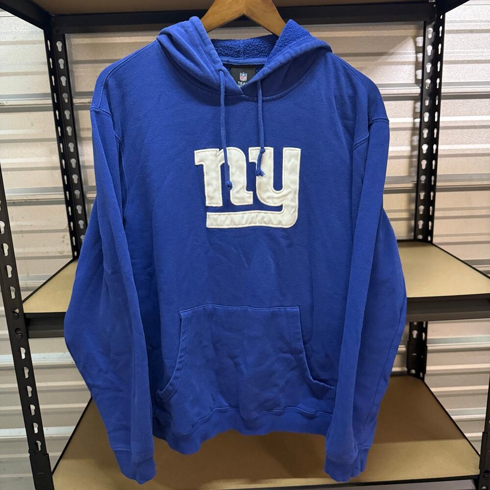 NFL New York Giants Pullover Hoodie Blue Embroidered Large